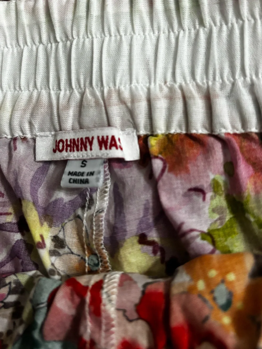 Johnny Was Two-Piece Set Puff Sleeve Top + Shorts 100% Cotton Wild Garden Floral